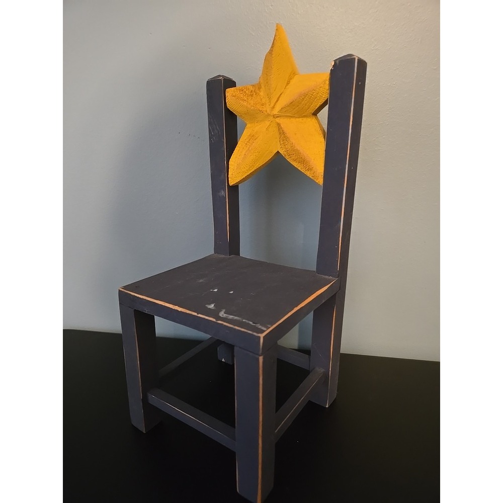 Vintage Interior Accents Americana Collection Painted Mini Doll‎ Chair Star